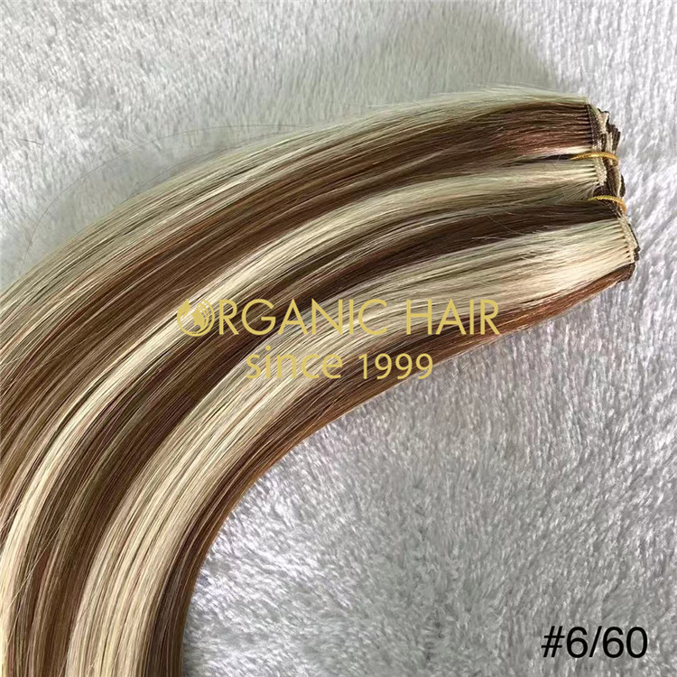 Human piano color #6/60 hand tied wefts hair extensions X215